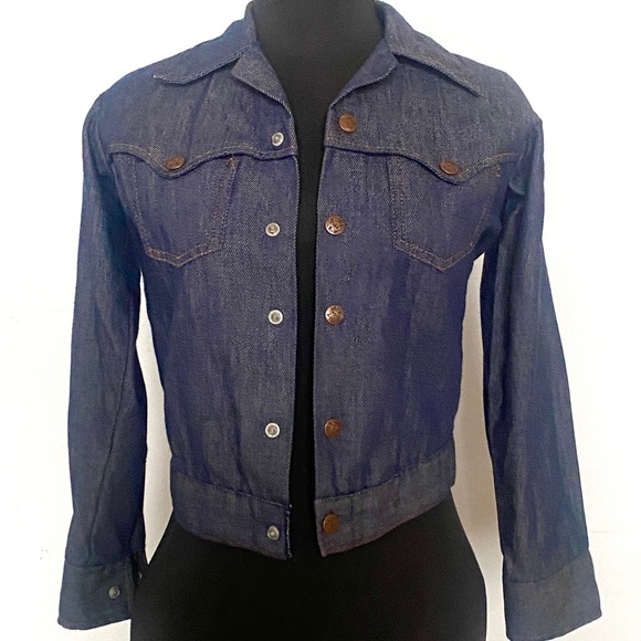 Vintage Jacket Billy the Kid Size 10 - 12 Boy Girl 70s Dagger Collar Denim Jeans - Picture 4 of 8